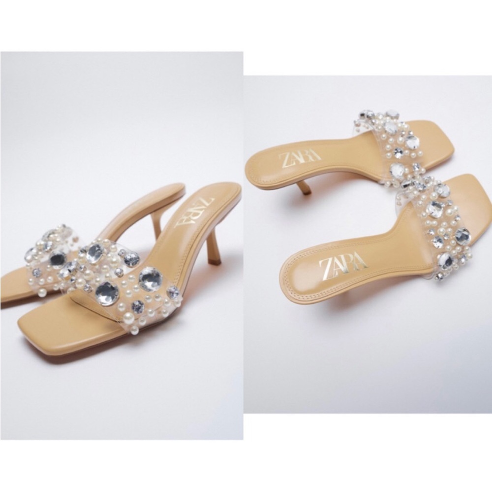 Zara jeweled vinyl heel sandals